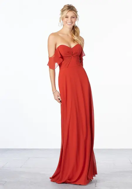 Morilee Chiffon Bridesmaid Dress with Ruched Bodice, style 21651, bridesmaid dress at The Castle Prom and Bridal in Spartanburg, SC