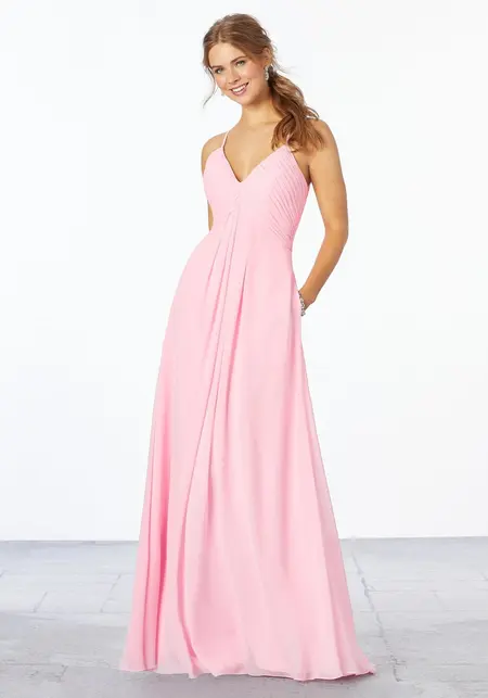 Morilee Chiffon Bridesmaid Dress with Keyhole Back, style 21658, bridesmaid dress at The Castle Prom and Bridal in Spartanburg, SC